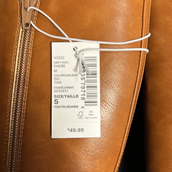 NWT-Girls Buckle Tall Boots - Tan - Picture 9 of 9